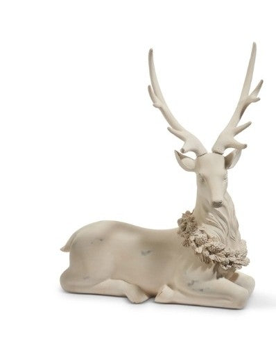 Resin Deer Sitting 21" Cream
