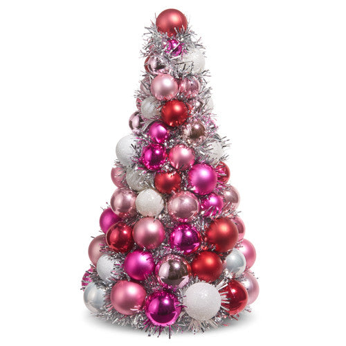 10" Blush and Silver Ball Ornament Tree