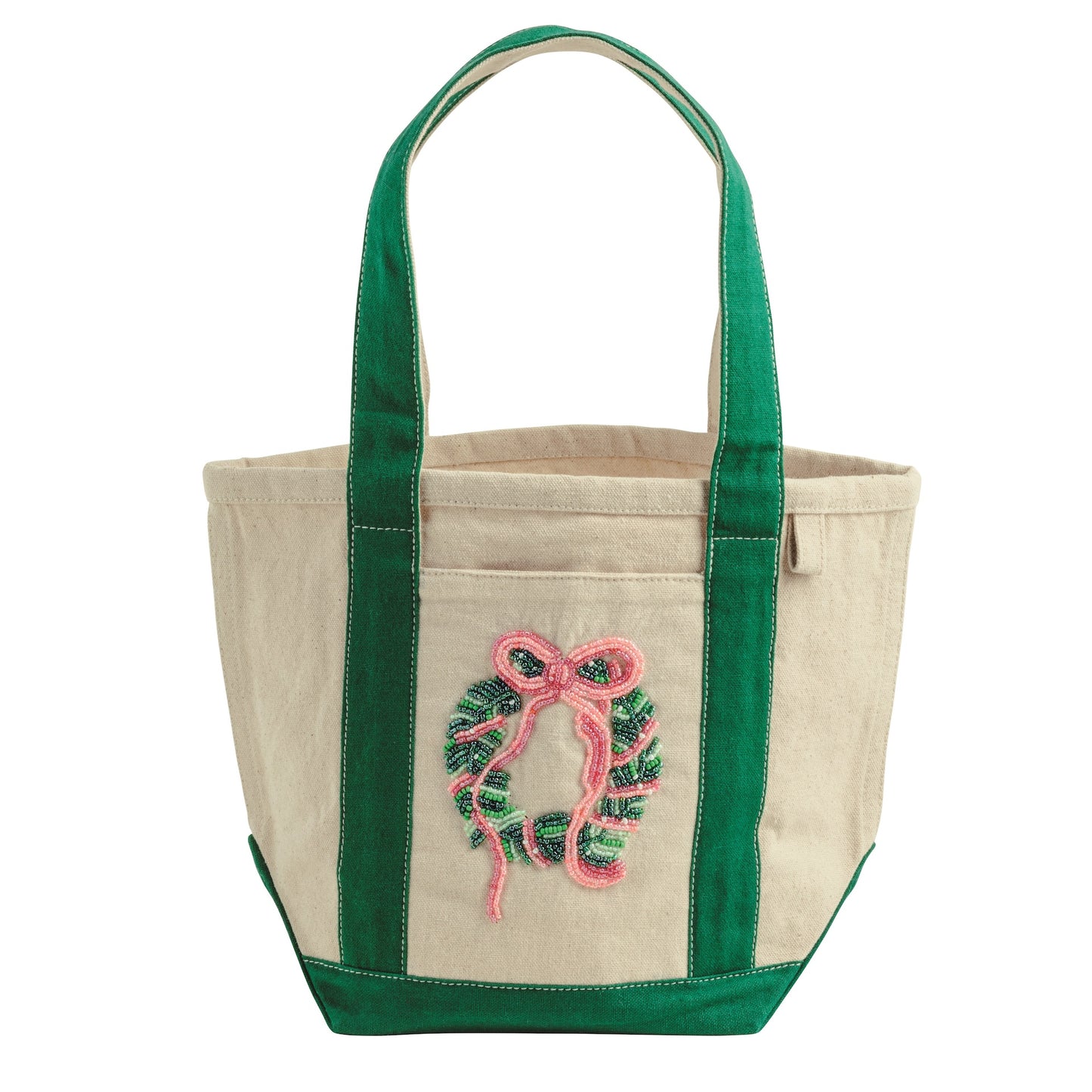 Green Holiday Beaded Mini Tote