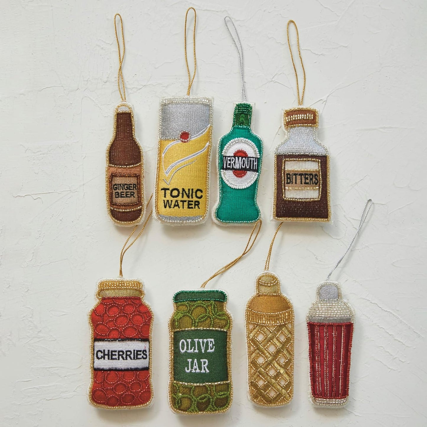 4-3/4"H Cotton Cocktail Accoutrement Ornament w/ Glass Beads & Embroidery, Multi Color, 8 Styles