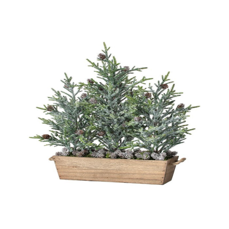 20" Tree Triple Mini Fir W/Cones IN Planter, Frost