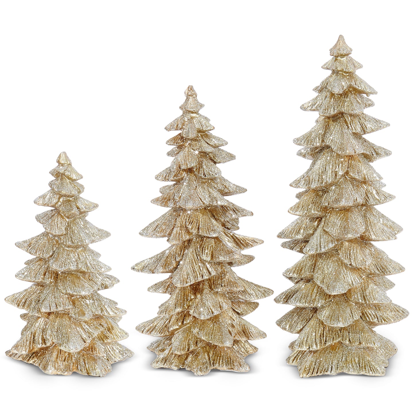 9.5" Gold Glitter Trees Set of 3