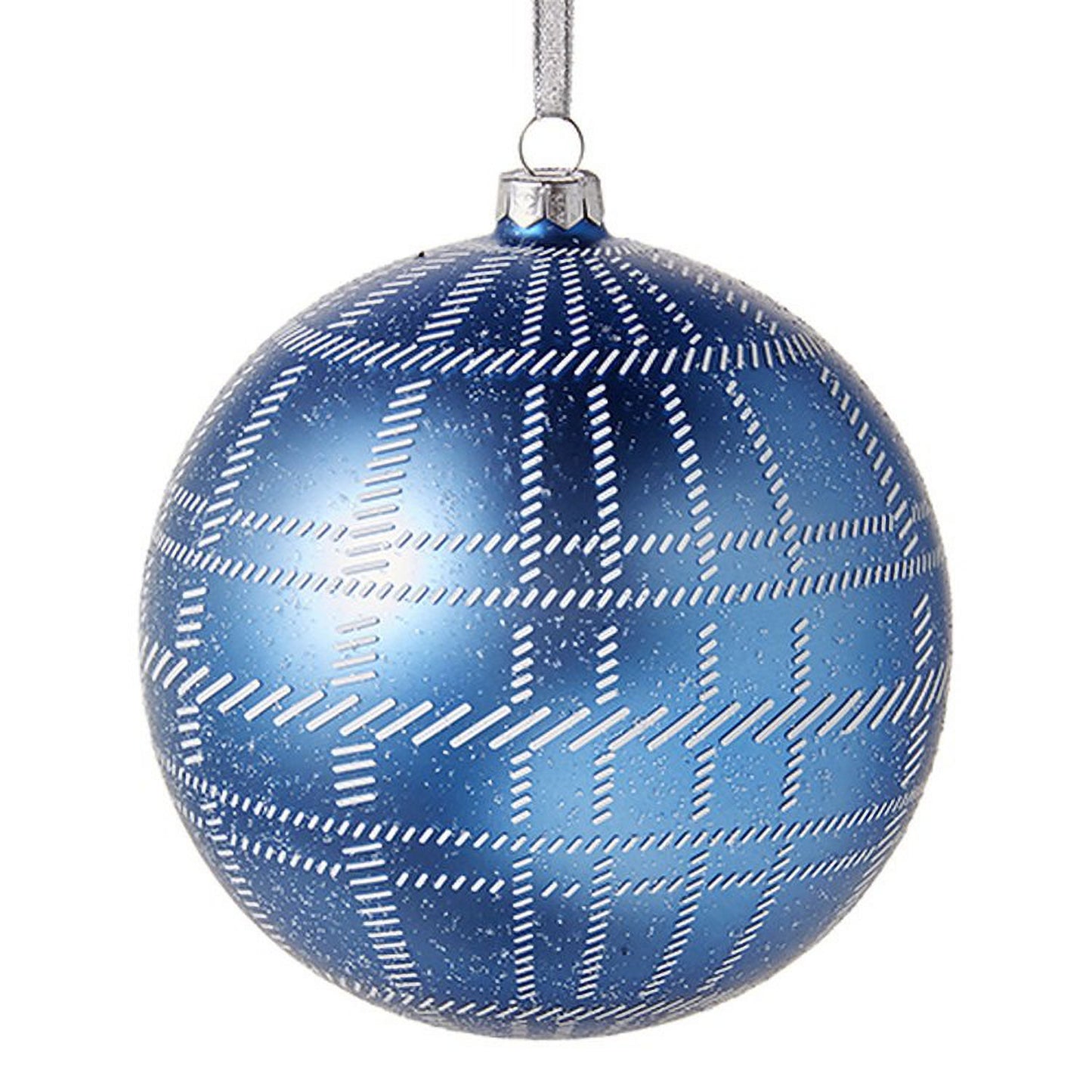 6" Blue Plaid Ball Ornament