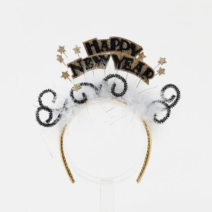 Happy New Year Headband, Plastic/Cardboard, 9" X 5.5"