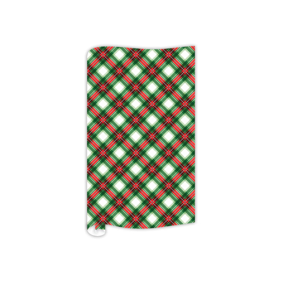 Wrapping Paper 8Ft-Handpainted Red & Green Traditional Plaid