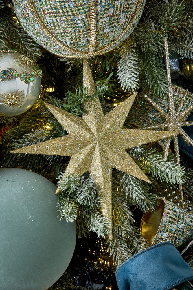 Gold glitter star ornament, Sapphire Sanctuary