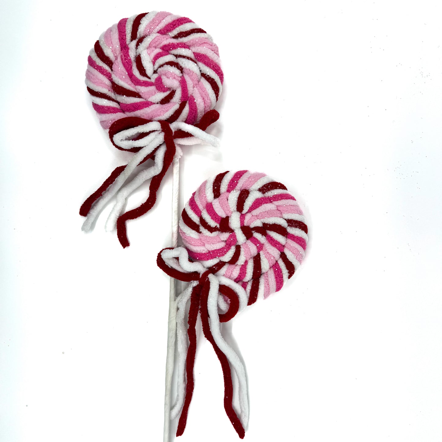 21" Chenille Glitter Lollipop Spray, Red/ Pink