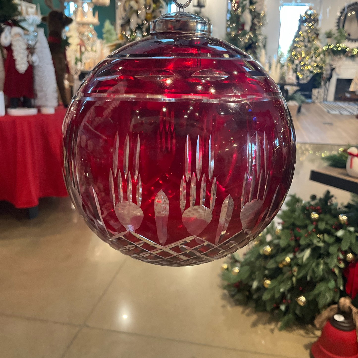 5" Red Etched Ball Ornament