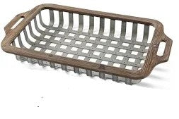 26 Nesting Trays Open Weave Wood & Tin Rectangular