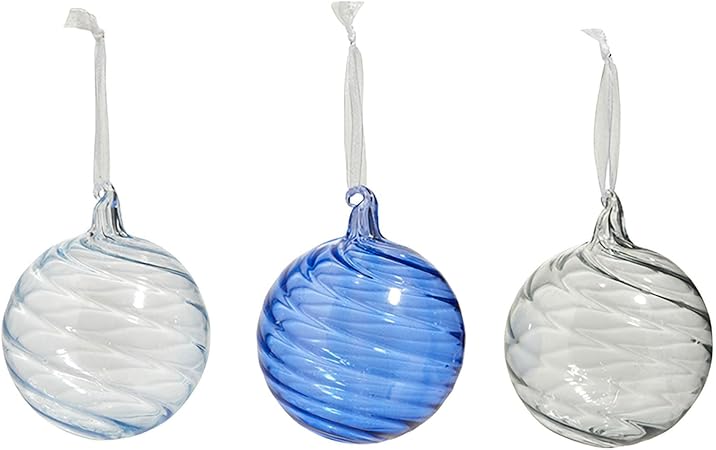 4" Blue Blown Glass Ornament (Asst/ 3)