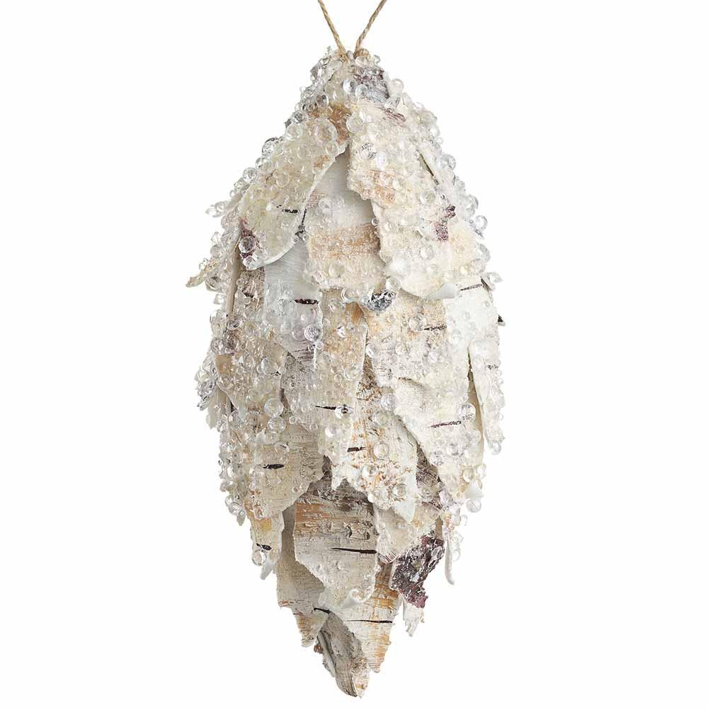 11" Beaded Birch Finial Ornament