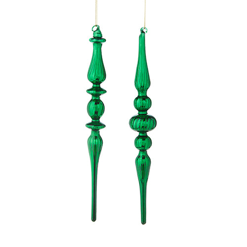 11.25" Green Finial Ornament (ASST/ 2)