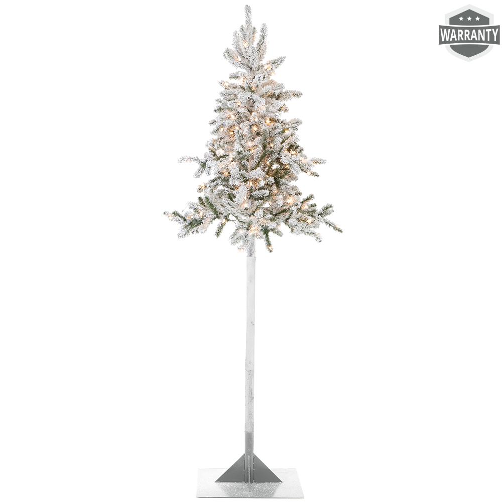 8' X 41" Flocked Pine Tree w/ Stand