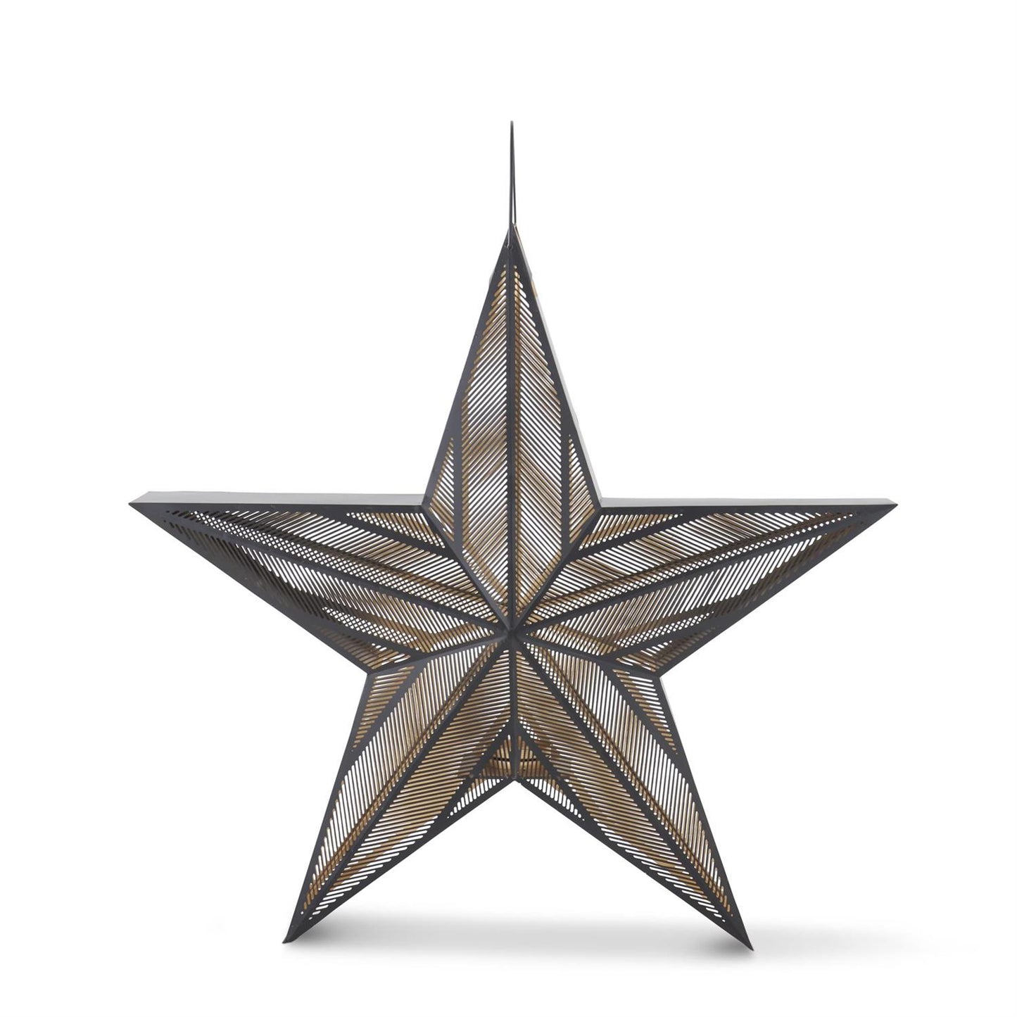 34 Inch Black Metal Star Lantern w/Gold Interior