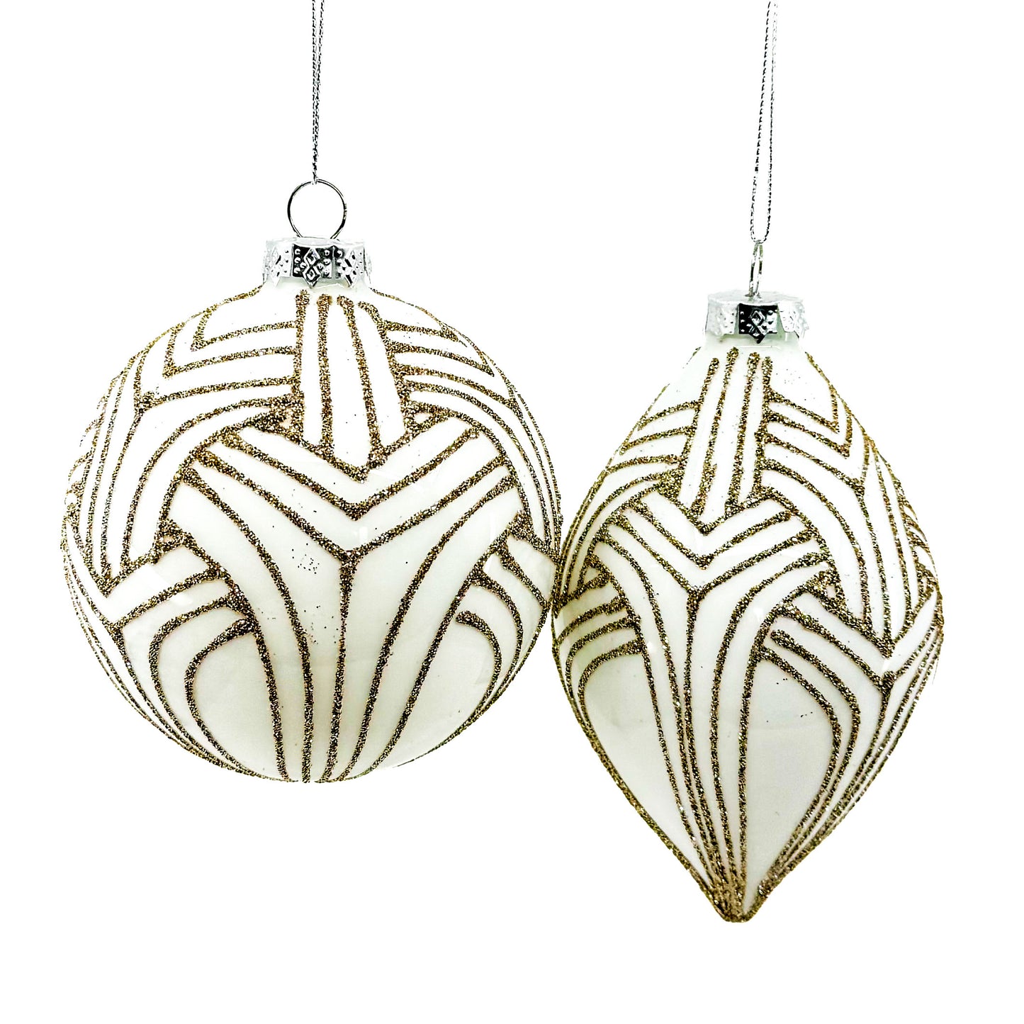 4-4.5"H WH GO Art Deco Ornament (ASST/ 2)