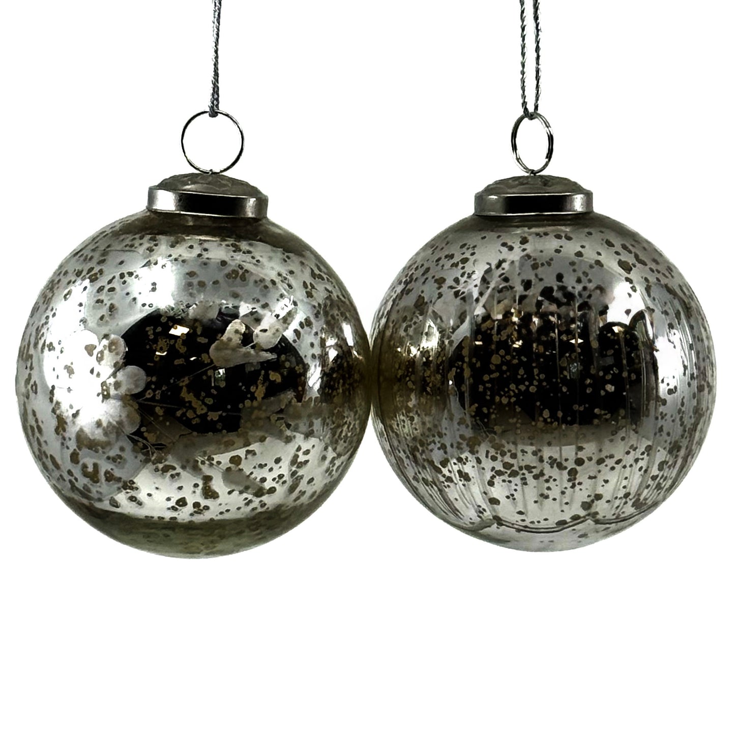 4" Etched Glass Ball Ornament (ASST/2)