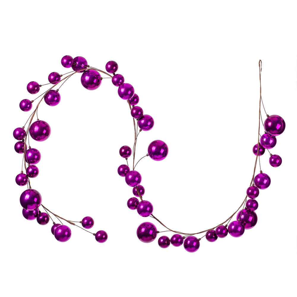 10' Fuchsia Pearl Branch Ball Garland