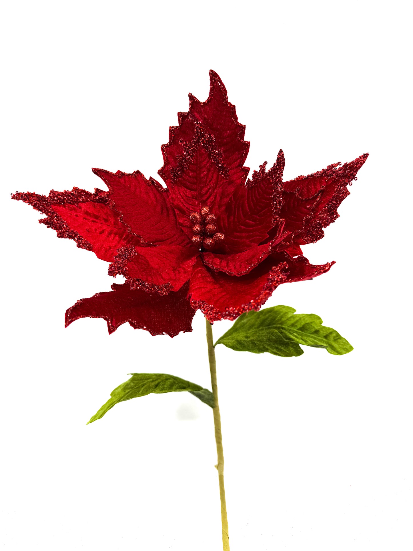 25" Red Velvet Poinsettia Stem