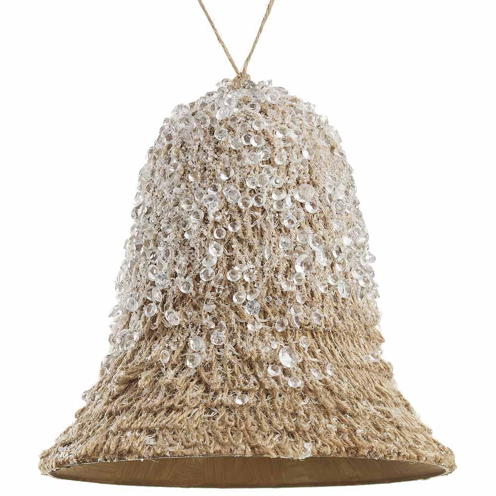 8" Beaded Jute Bell Ornament