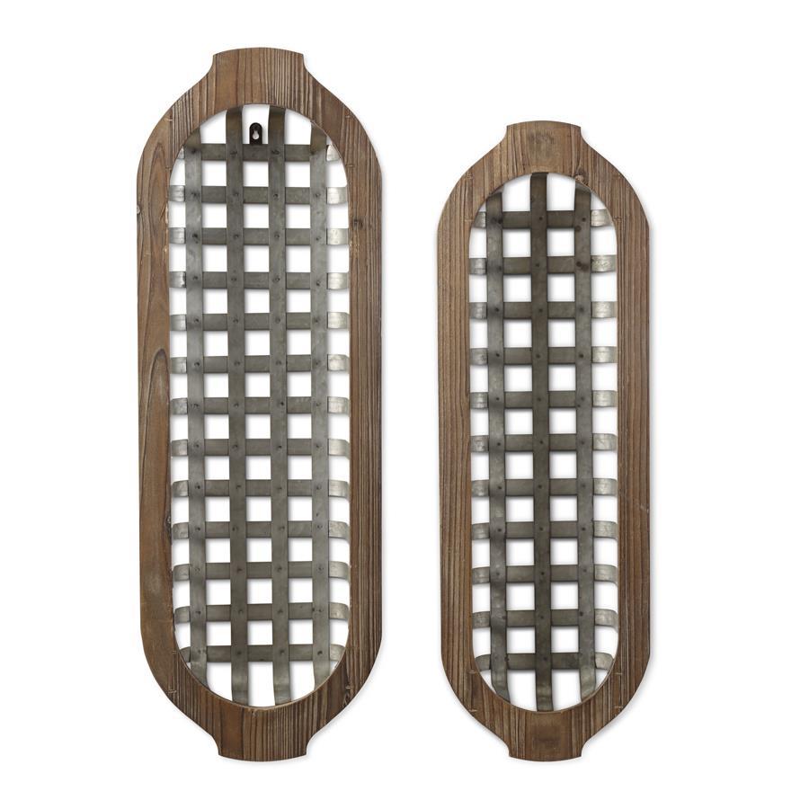 Nesting Trays Set of 2 Wood & Tin Oval