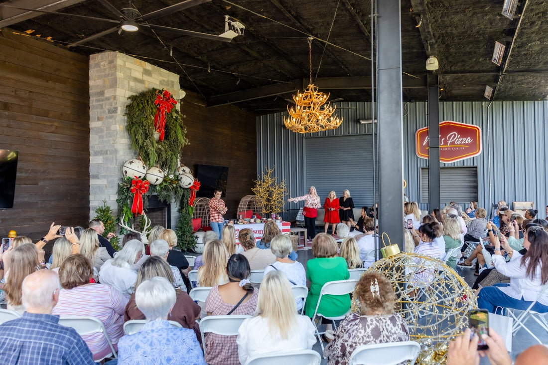 A full house at The Shed for John Mark's design demonstration during the 2026 Madisonville Open House