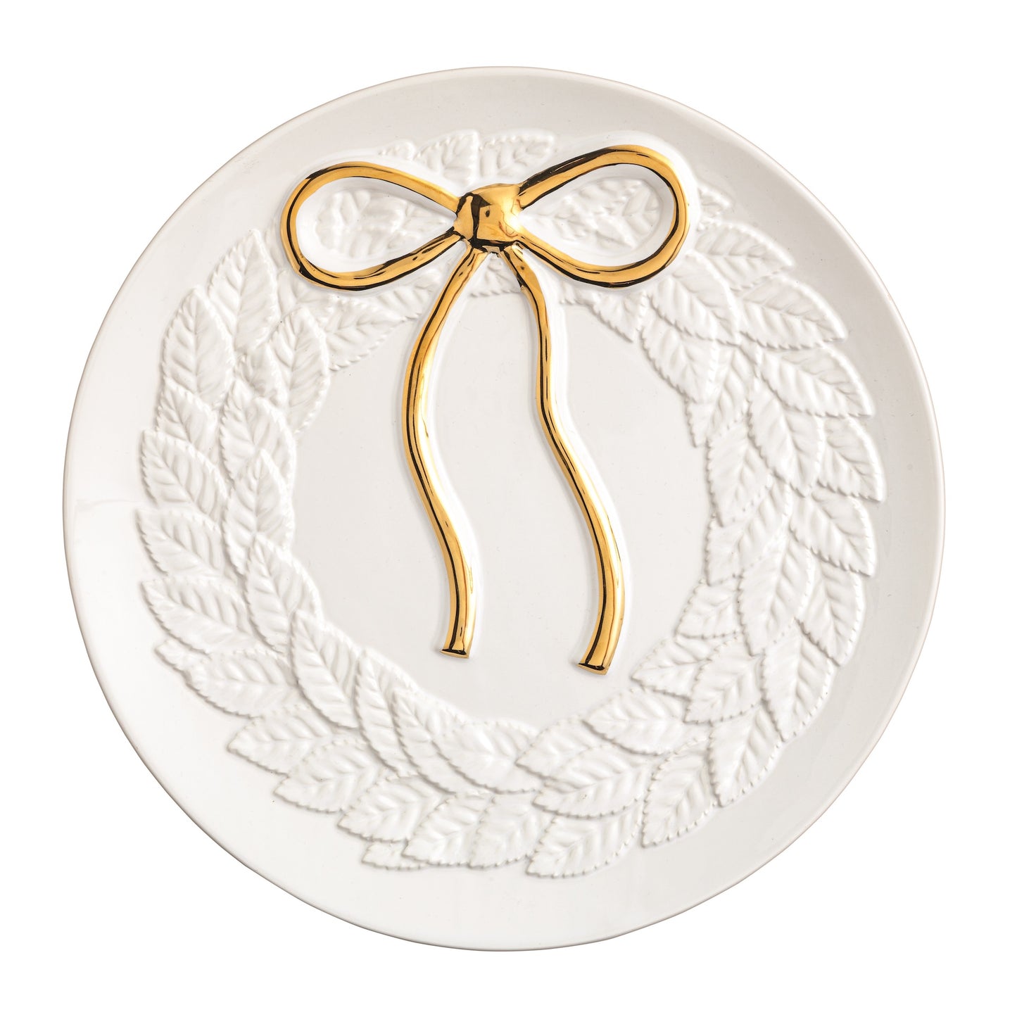 Gold Bow Wreath Cookie Plate