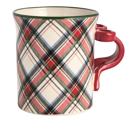 Bow Tartan Figural Handle Mug