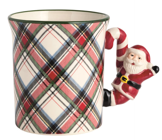 Santa Tartan Figural Handle Mug