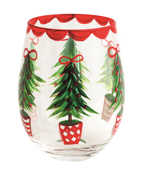 Tree Painted Wine Glass