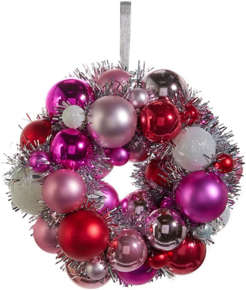 11" Blush and Silver Ball Wreath Ornament