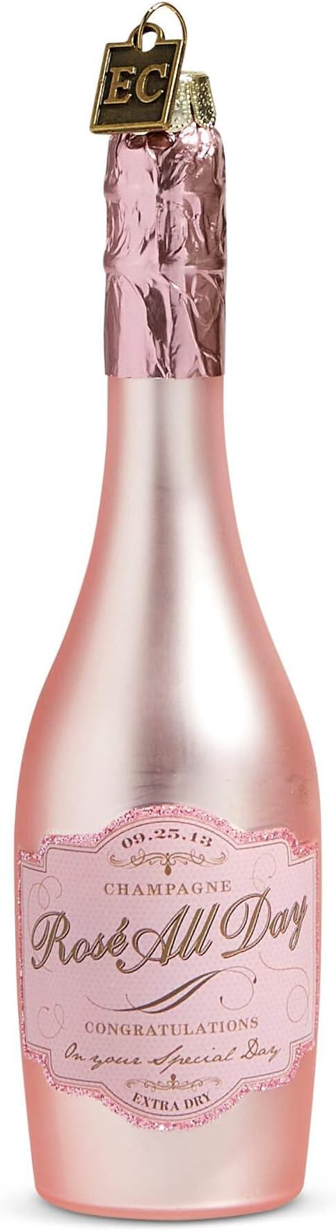 EC 5.75" Congratulations Pink Champagne Ornament