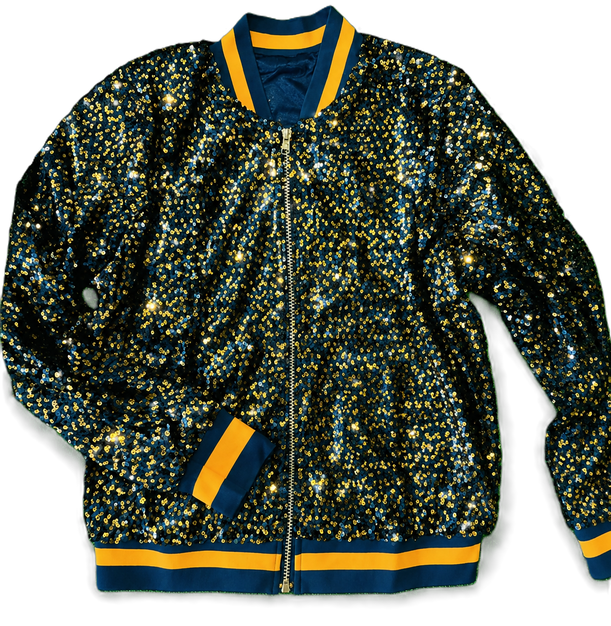 GLEAUX GIRL Original Gameday Sequin Jacket Navy/Orange LARGE