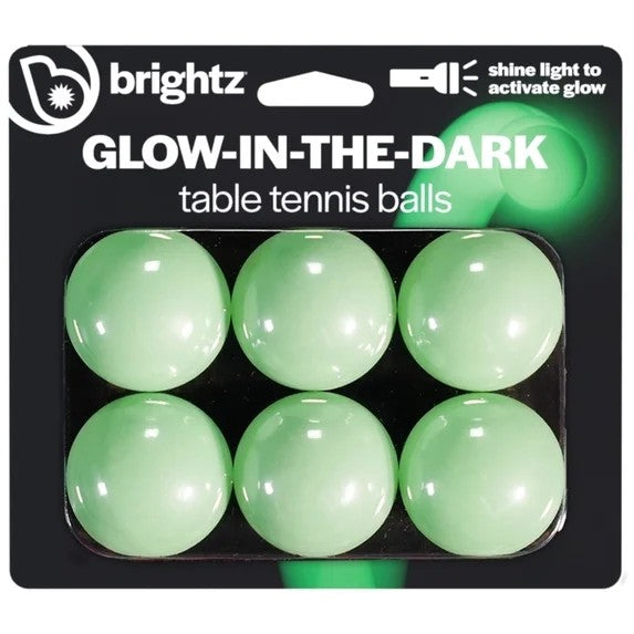 Glow-in-the-Dark Table Tennis Balls, 6 Pack