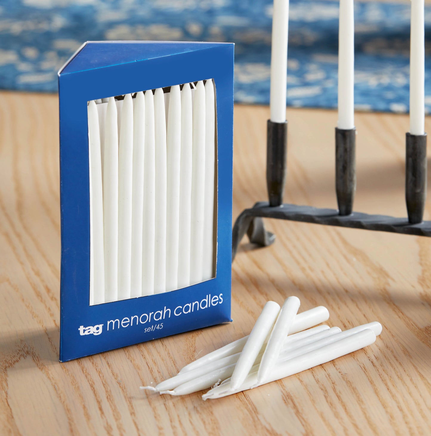 Hanukkah White Taper Candles S/45