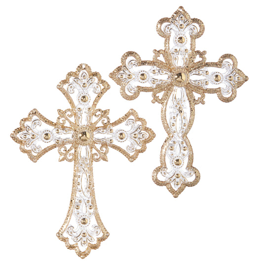5" Jeweled Cross Ornament asst/2