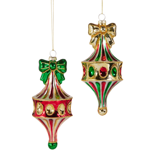 6" Red Green Fairground Finial Ornament