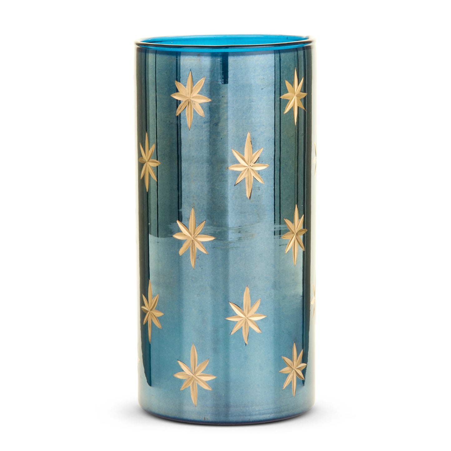 8" Etched Blue Star Container