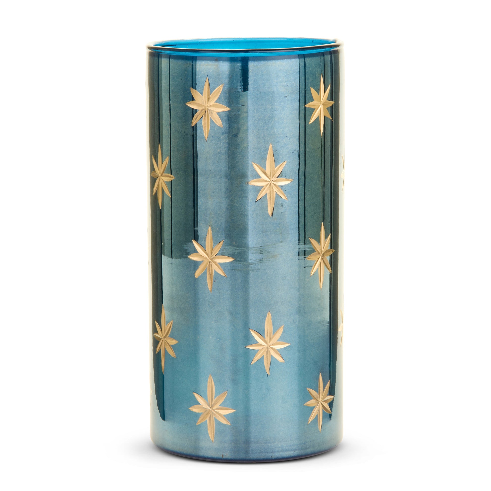 8" Etched Blue Star Container