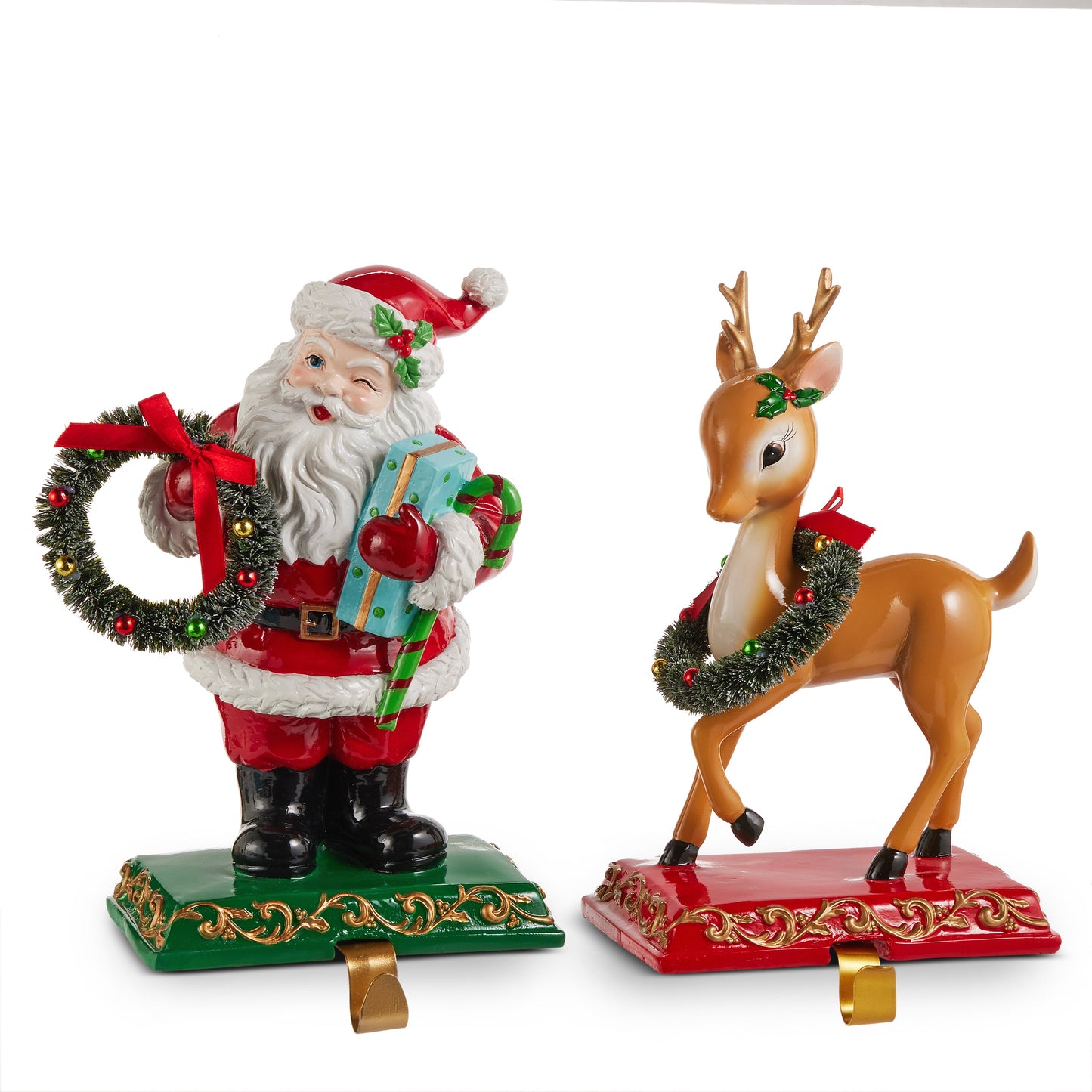 11" Santa and Deer Stocking Holder