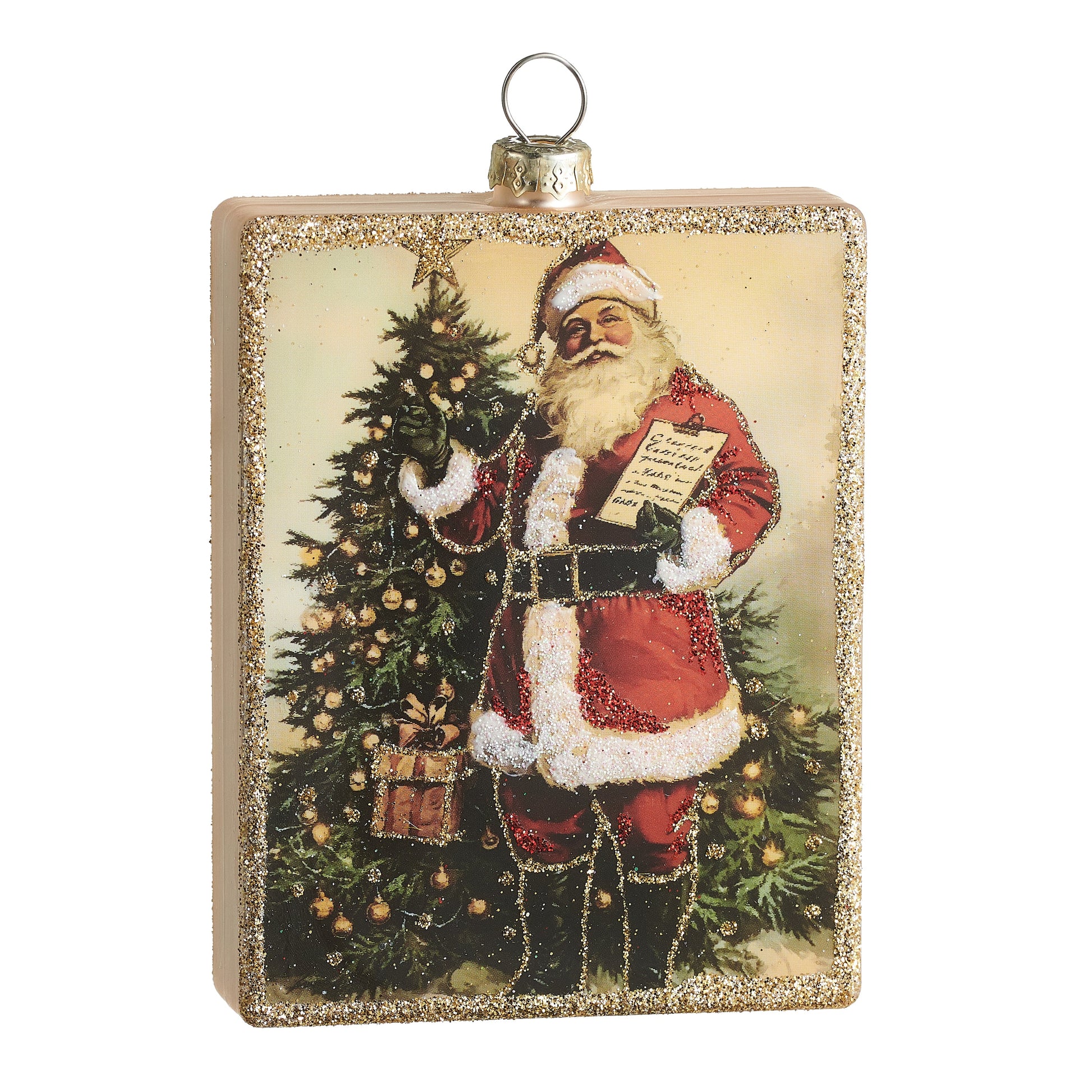 4.5" Checking It Twice Square Ornament