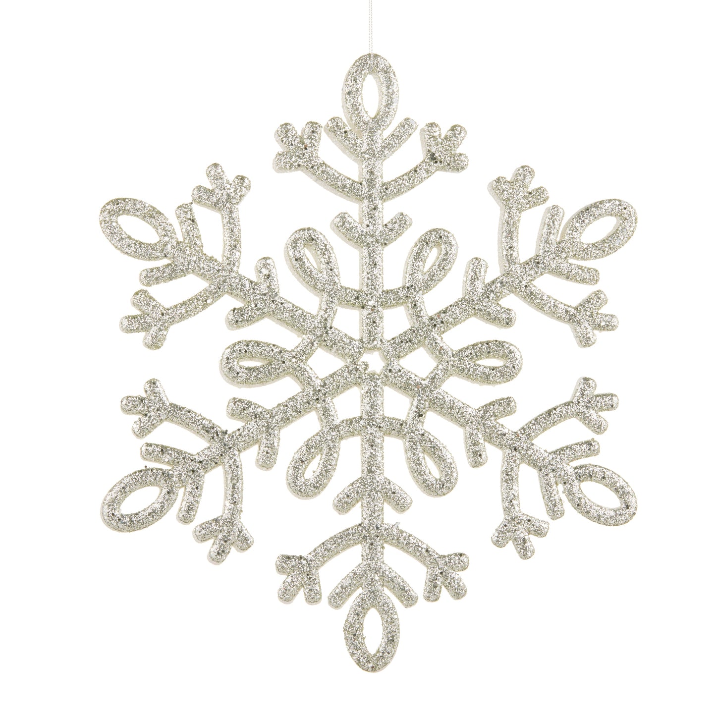 11.75" Silver and White Glitter Snowflake Ornament  no pic
