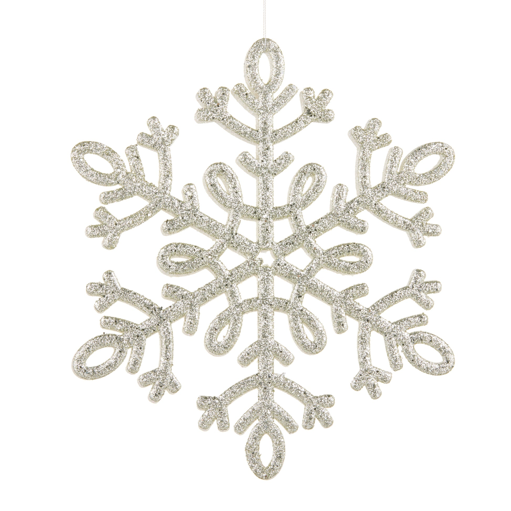 11.75" Silver and White Glitter Snowflake Ornament  no pic