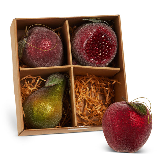 3" Box Of Sugared Fruit Ornaments