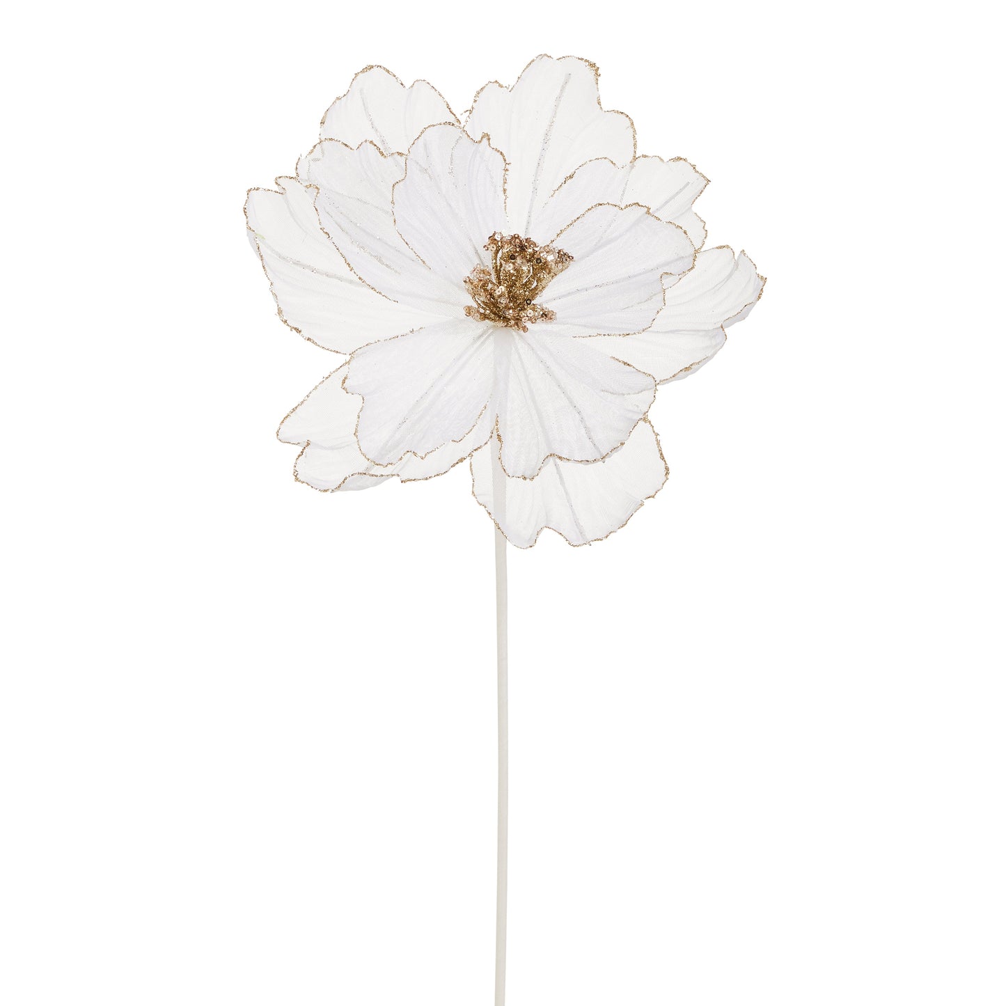 21" White Sheer Flower Stem