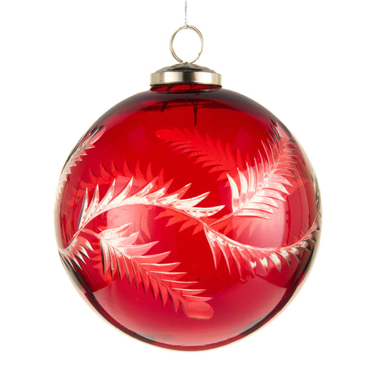 4" Red Etched Pattern Ornament