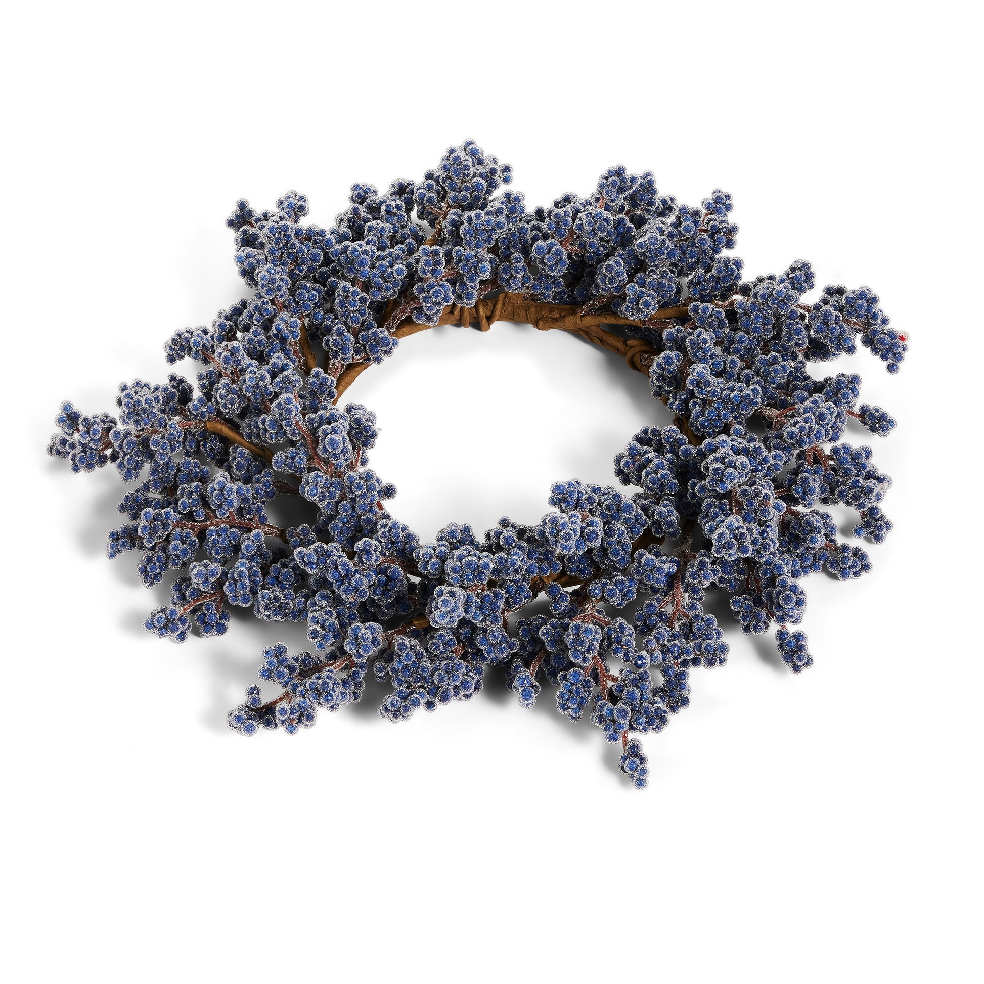6.25" Iced Blue Berry Mini Wreath Candle Ring