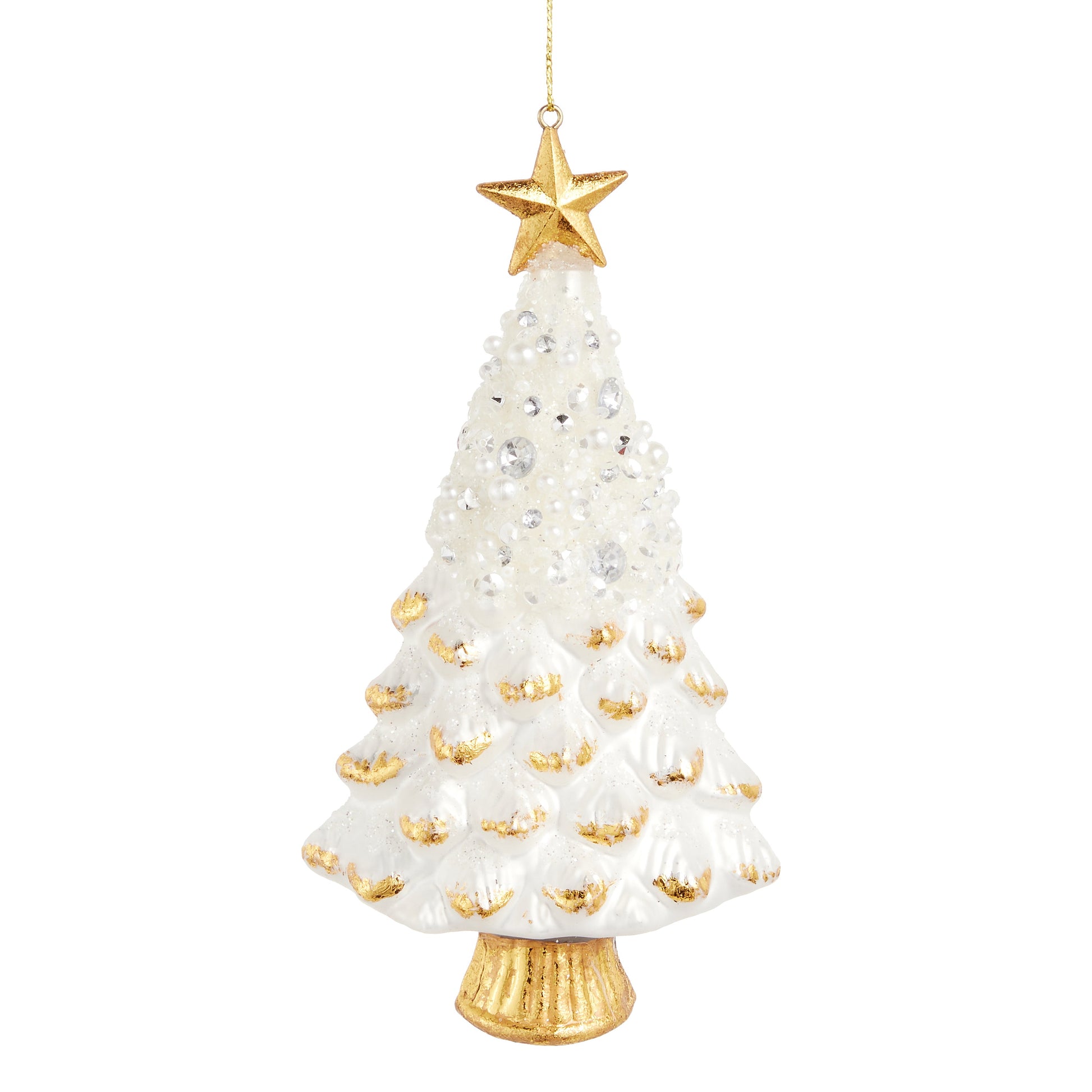 6.5" White Jeweled Tree Ornament no pic