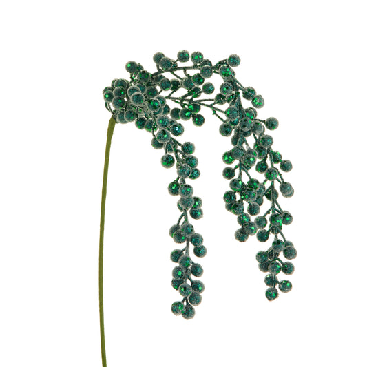31" Green Glitter Hanging Berry Spray green