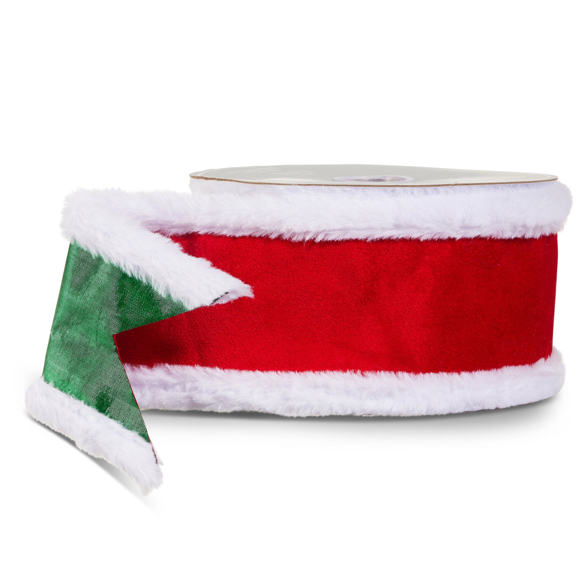 4" X 10 Yds Festive Red and White  Holiday Wired Ribbon