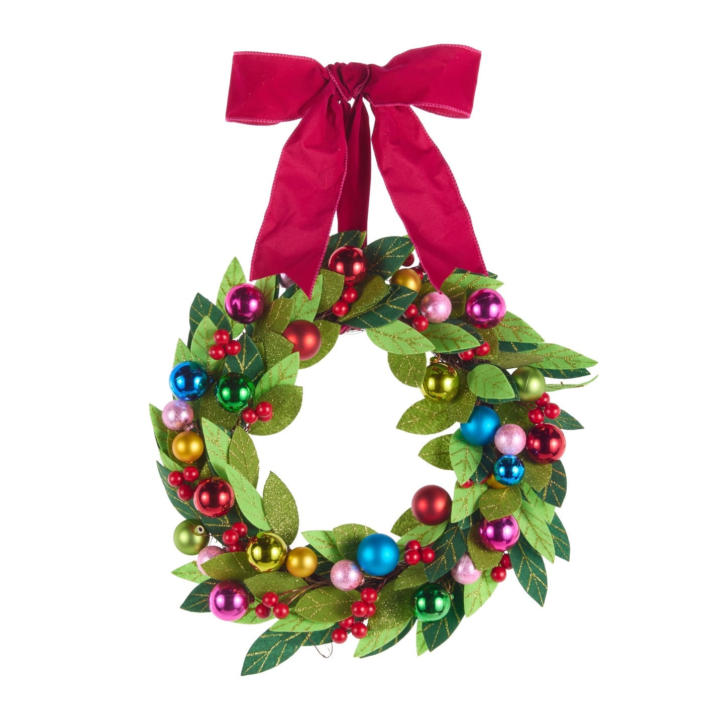 20" Felt Wreath with Ball Ornaments